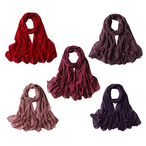 NOOR 5 pcs Hijab Scarfs for Women - Chiffon Hijab, Soft and Lightweight. Hijab Gift Box - 5 Colors Set (Mix Colors 5)