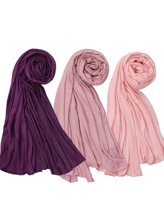 Jersey Hijab for Women, 3 Pack Gift Set, Opaque Stretch Head Scarf - 95% Viscose 5% Lycra, 180 x 75 cm, Gift Box