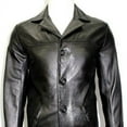 thumbnail image 1 of NOORA NEW 1970's Classic Men's Casual Overcoat Knee Length Style with buttons Black Real Leather Tre, 1 of 7