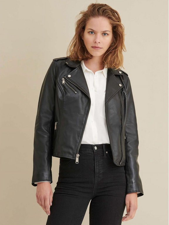 NEW Women & Ladies Stylish Party Casual Wear FASHIONABLE Asymmetrical Black Biker Leather Jacket, Moto Girl's Jacket