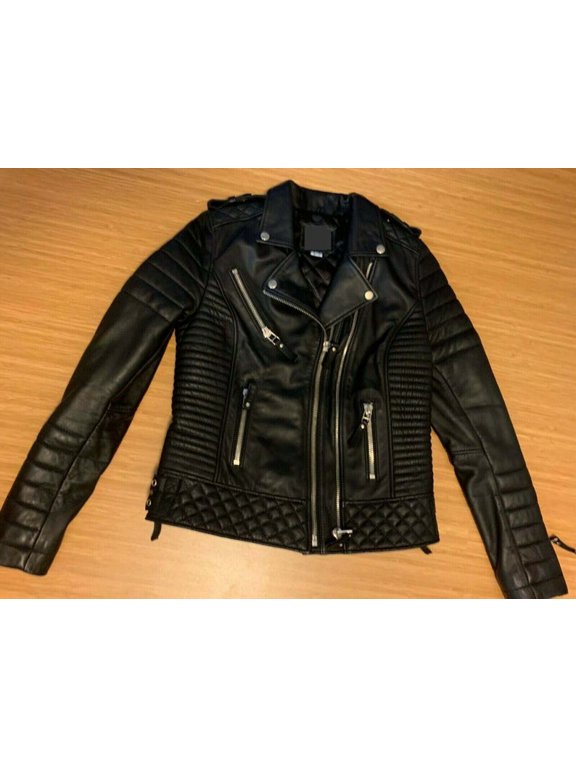 New Lambskin Black Leather Biker Jacket, Kay Michaels Style Leather JACKET, Designer Biker Leather Jacket