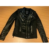 NOORA New Lambskin Black Leather Biker Jacket, Kay Michaels Style Leather JACKET, Designer Biker Leather Jacket