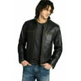 thumbnail image 1 of NOORA New Men's Lambskin Leather Black Jacket Bikers Bomber Modern Styles, 1 of 7