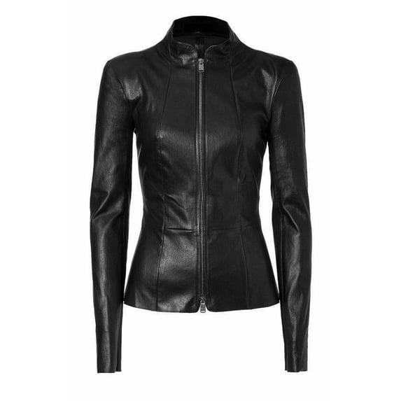 NOORA Women's Vintage Slim Fitted Soft Real Leather Ladies Biker Jacket