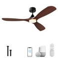 thumbnail image 1 of NOPAARD 52 Inch Smart Wood Ceiling Fan with Light, Ceiling Fans with Remote, Wifi Alexa and App Controls, Reversible Blades, Quiet DC Motor, Timing, High CFM, Dimmable LED Light, Red Walnut, 1 of 7