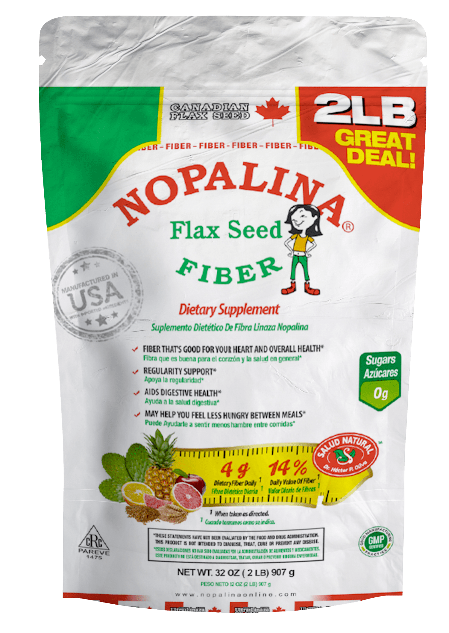NOPALINA Flax Seed Plus Fiber 32OZ (2lbs)