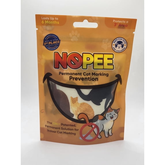 NOPEE The ONLY Patented, Permanent Solution for Indoor Cat Marking. Stops Cats from Marking - Eliminates a Cats' urge to Mark - Put Bag Down and Your Problem is Solved! (White with Cats)