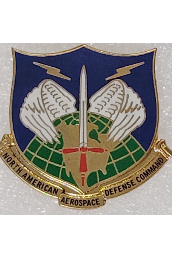 NORAD Command Shield Novelty Hat/Lapel/Brooch Pin, Enamel Metal, Butterfly Clutch Back
