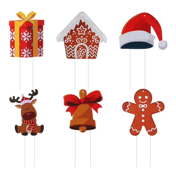 NORBI 6pcs Xmas Yard Signs Christmas Decorations Outdoor Yard Signs Outdoor Decorations Pack of 6 Xmas Holiday Winter Wonderland Yard Sign