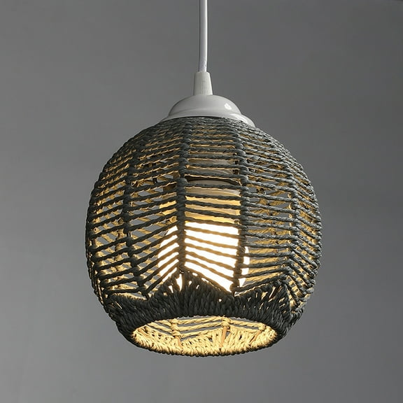 NORBI Faux Hemp Rope Woven Lampshade for Restaurant Hotpot Shop Chandelier Lantern Shade Rattan Pendant Hanging Ceiling Light Shade