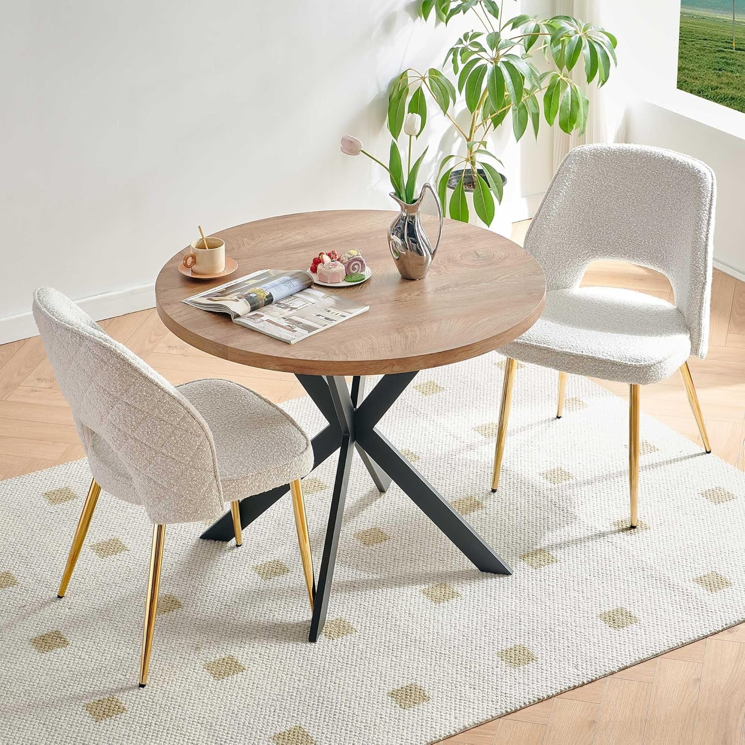 NORDICANA 3-Pieces 37-Inch Dining Table Set for 2 - Space Saving MDF ...