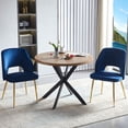 thumbnail image 1 of NORDICANA 3-Pieces 37-in Dining Table Set for 2 - Space Saving MDF Round Table with 2 Chairs Velvet Upholstered, 1 of 7