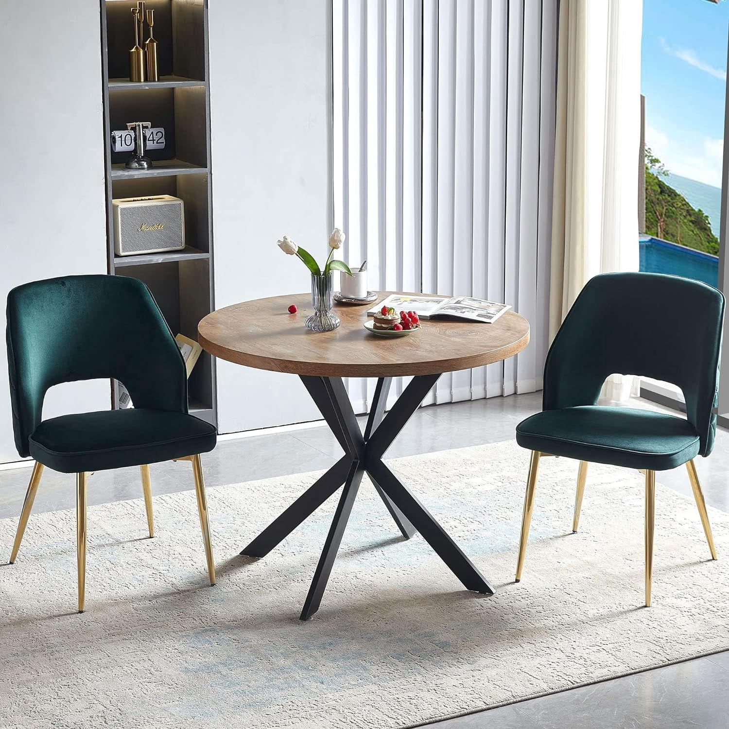 NORDICANA 3-Pieces 37-Inch Dining Table Set for 2 - Space Saving MDF ...