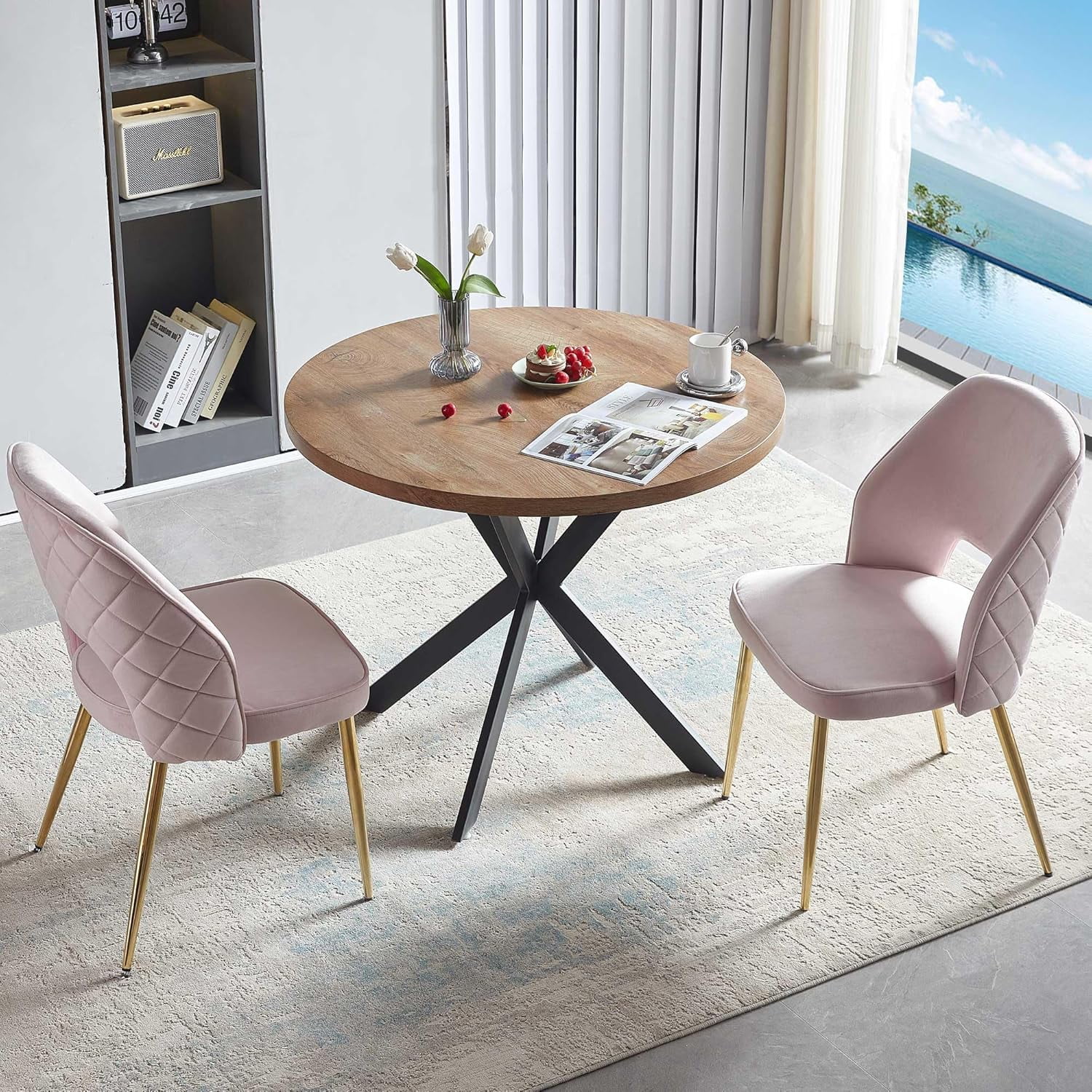 NORDICANA 3-Pieces 37-Inch Dining Table Set for 2 - Space Saving MDF ...