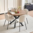 thumbnail image 1 of NORDICANA 37 Inch Round Dining Table Set for 4, Modern Small Circle Kitchen Coffee Set for Apartment Living Room Office, Save Space(Brown Wooden Table + 4 White Boucle Chairs), 1 of 9