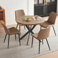 thumbnail image 1 of NORDICANA 37" Round Dining Table Set, Mid Century Modern Round Dining Table for 4 Person, Coffee Table for Kitchen Dining Room, Office, Save Space (1 Table with 4 Beige Chairs), 1 of 9