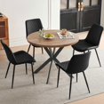 thumbnail image 1 of NORDICANA 37" Round Dining Table Set, Mid Century Modern Round Dining Table for 4 Person, Coffee Table for Kitchen Dining Room, Office, Save Space (1 Table with 4 Black Chairs), 1 of 7