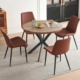 thumbnail image 1 of NORDICANA 37" Round Dining Table Set, Mid Century Modern Round Dining Table for 4 Person, Coffee Table for Kitchen Dining Room, Office, Save Space (1 Table with 4 Brown Chairs), 1 of 10