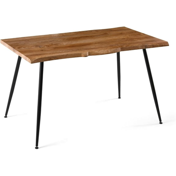 NORDICANA 47"Kitchen Dining Table Live Edge for 2-4 Person,Modern Home Desk Dinner Table Engineered Wood with Thick Tabletop Living Room Table with Metal Frame