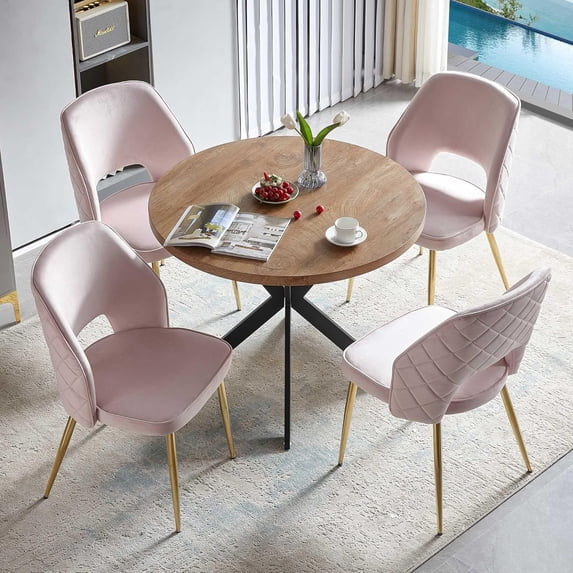 NORDICANA 5-Pieces 37-Inch Dining Table Set for 4 - Space Saving Round ...