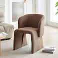 thumbnail image 1 of NORDICANA Barrel Dining Kitchen Chair Uphosltered Teddy Velvet Single Sofa Accent Chair Brown, 1 of 8