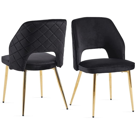 NORDICANA Dining Chair Set of 2,Upholstered Accent Chairs with Golden Metal Legs, Round Back Side Chairs for Kitchen Living Room Bedroom