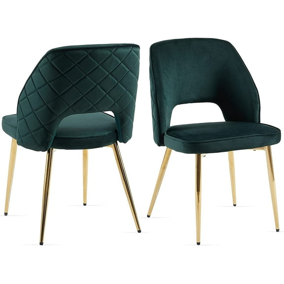 NORDICANA Dining Chair Velvet Set of 2,Upholstered Accent Chairs with Golden Metal Legs, Round Back Side Chairs for Kitchen Living Room Bedroom