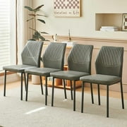 NORDICANA Dining Chairs Set of 4,Modern Leather Home Kitchen Chairs Upholstered for Dining Room, Apartment,Gray