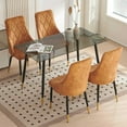 thumbnail image 1 of NORDICANA Glass Dining Table Set,5 Pieces Kitchen Table Set for 4 and Upholstered Velvet Dining Chairs with Metal Legs, 1 of 8