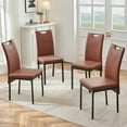 thumbnail image 1 of NORDICANA Kitchen Dining Room Chairs Set of 4, Modern Living Room Chairs Upholstered PU Leater Reception Chairs High Back with Black Metal Legs, Brown, 1 of 9