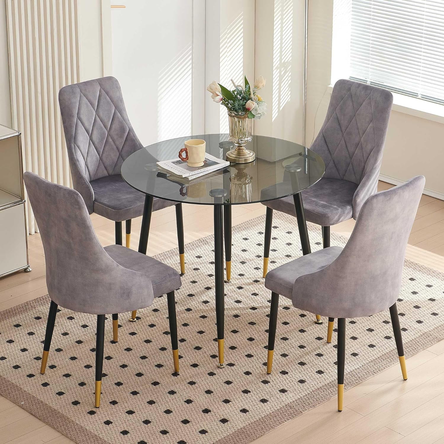 NORDICANA Kitchen Table and Chairs Set, Modern Dining Table Set for 4 ...