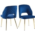 thumbnail image 1 of NORDICANA Modern Dining Chair Set of 2, Navy Blue Velvet Fabric Upholstered Accent Chairs with Golden Metal Legs, Round Back Side Chairs for Kitchen Living Room Bedroom, 1 of 10