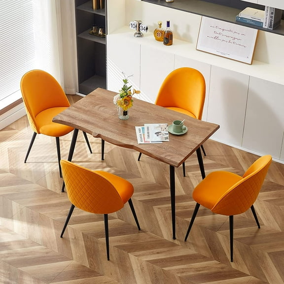 NORDICANA Modern Dining Table Set for 4,Durable Home Table with Chair,Stylish Rectangular Dining Table Upholstered Dining Chair Velvet Thick Cushion Room Chair for Restaurant,Dining Room,Store