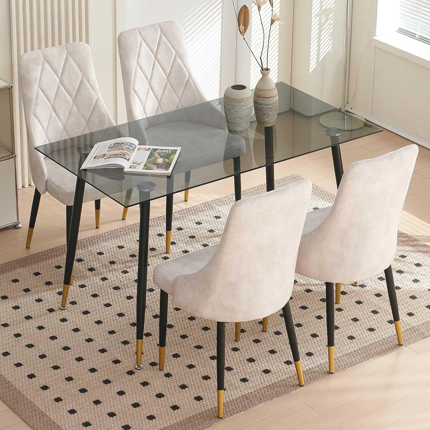 NORDICANA Modern Dining Table Set, 5 Pieces Small Kitchen Table Set for ...