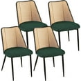 thumbnail image 1 of NORDICANA Rattan Dining Chairs Upholstered Set of 4, Green Boucle Kitchen Living Room Chairs with Curved Backrest, 1 of 6