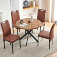 thumbnail image 1 of NORDICANA Round Kitchen Table Dinette Set for 4 with Faux Leather Dining Chairs,Compact Rustic 37-inch Dining Table Chair Set for Small Space, 1 of 1
