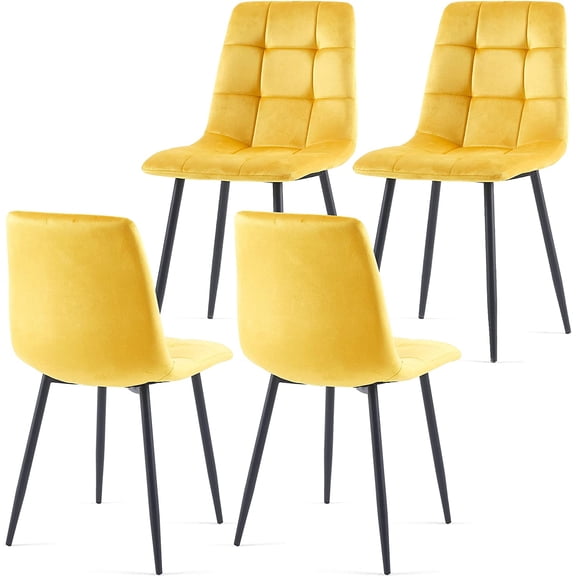 NORDICANA Set of 4 Upholstered Home Chair Armless Ergonomic Dining Chair with Back Design,Soft Cushion Living Room Chair with Metal Legs for Dining Room