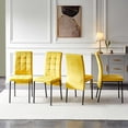thumbnail image 1 of NORDICANA Upholstered Velvet Dining Chairs Classic Kitchen High Back Chairs Set of 4, Featured Dovetail Tufted Side Chairs, Black Metal Legs, Yellow, 1 of 8