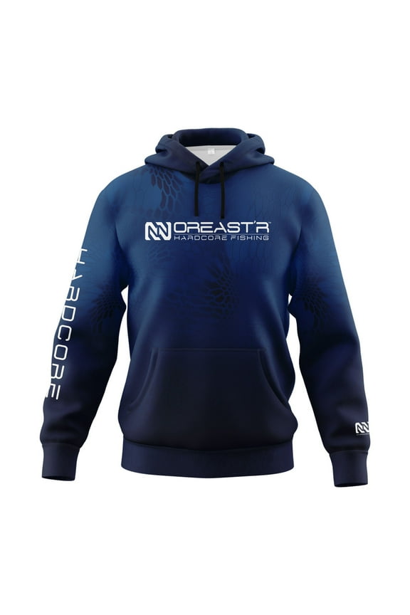 Blue Camo Performance Fishing Hoodie for Men, UPF 30 UV Sun Protection Fleece Lined Performance Hoodie for Fishing, Kayaking, Surf Fishing, Snowboarding