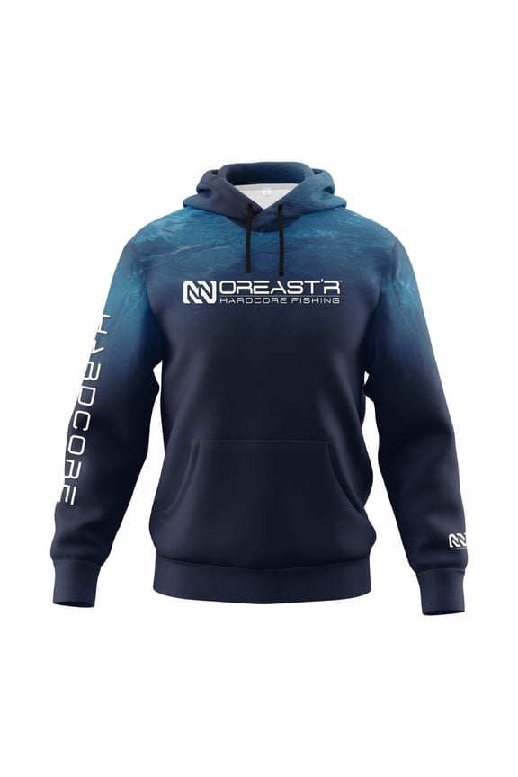 Blue Water Performance Fishing Hoodie for Men, UPF 30 UV Sun Protection Fleece Lined Performance Hoodie for Fishing, Kayaking, Surf Fishing, Snowboarding