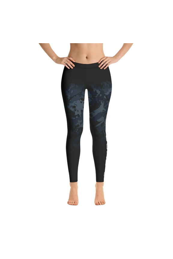 Dark Camo Performance Outdoor Legging with UV Sun Protection, Yoga Pants, Tummy Control