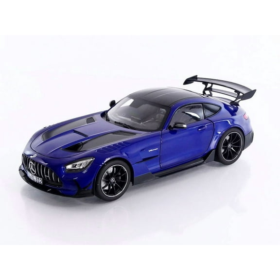 2021 Mercedes-Benz AMG GT Black Series Blue Metallic with Carbon Top and Hood Stripes 1/18 Diecast Model Car by Norev