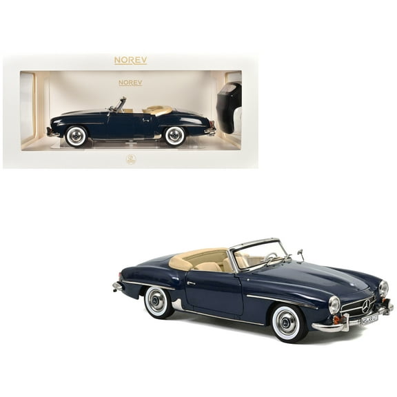 1957 Mercedes-Benz 190 SL Convertible Middle Blue with Black Top 1/18 Die Cast Model Car by Norev