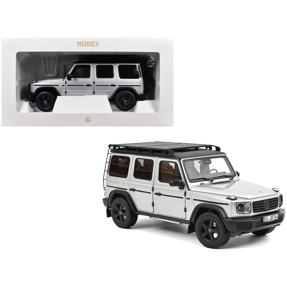 2024 Mercedes-Benz G-Class Professional Iridium Silver Metallic with Black Top and Roof Rack 1/18 Diecast Model Car by Norev
