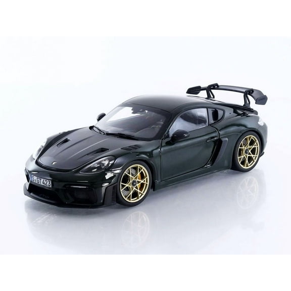 2023 Porsche Cayman GT4 RS Weissach Pack Brewster Green with Carbon Hood 1/18 Diecast Model Car by Norev