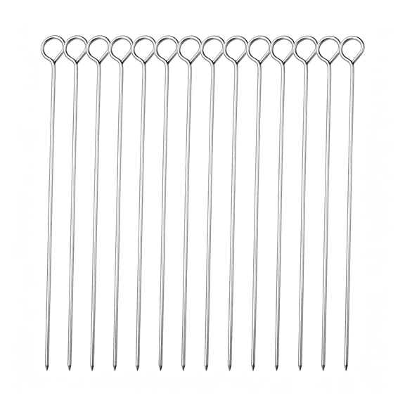 NORIZF 10" Metal Barbecue Skewers, Stainless Steel Bbq Skewers, Shish Kebab Kabob Skewers 12 Pcs Skewers for Grilling
