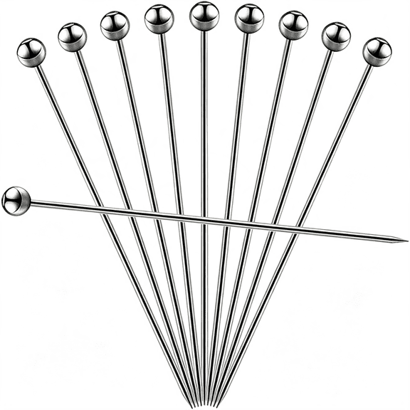NORIZF 10 Pcs Metal Cocktail Picks Skewers for Drinks Garnish Martini Olive | 4.17" Stainless Steel,Appetizers Toothpicks,Reusable,Bar Accessories Supplies