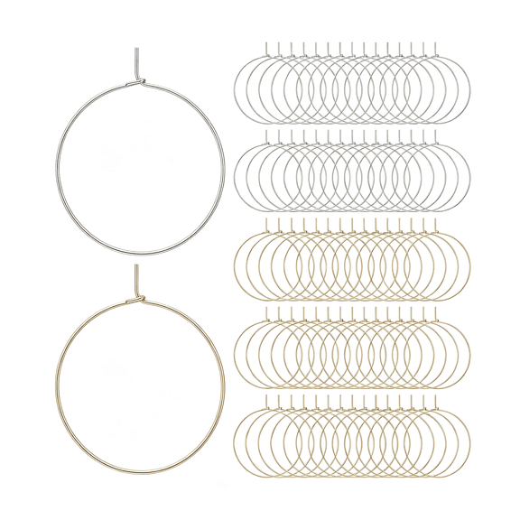 NORIZF 100Pcs Wine Glass Charm Rings,25Mm Wine Glass Rings for Jewelry Making Diy Birthday Party Wedding Festival Favor Multi-Color & Versatile Wine Glass Rings (Gold,Silver)