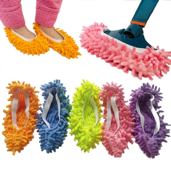 NORIZF 10Pcs 5 Pairs Dust Duster Mop Slippers Shoes Cover,Multi Function Washable Microfiber Foot Socks Floor Cleaning Shoes Cover for House Kitchen Office Multi Function Mop Slippers
