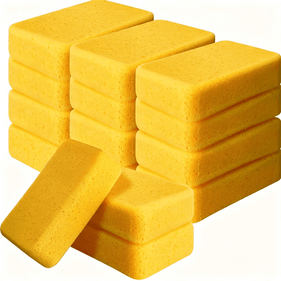 NORIZF 12Pcs Large Sponges Bulk Car Cleaning Foam Commercial,Yellow,Yellow,7.5X5.5X1.9 Inch,Heavy Duty for Dishes Tile Bike Grouting,Multi-Purpose Washing Foam for Kitchen Home Commercial